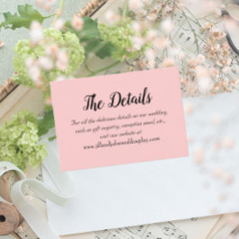 Cartão De Informações Detalhes de Casamento de Estilo Simples Rosa Bege