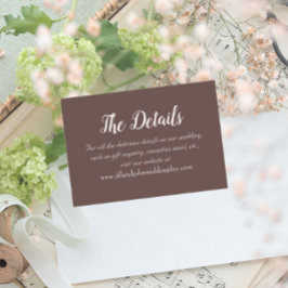 Cartão De Informações Detalhes de Casamento de Estilo Simples Taupe