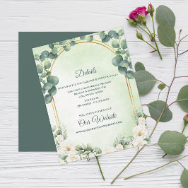 Cartão De Informações Detalhes de Casamento de Eucalipto Verde Salvia Bo