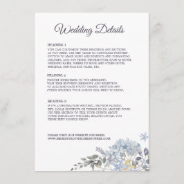 Cartão De Informações Detalhes de Casamento de Flores Azuis Empoeiradas