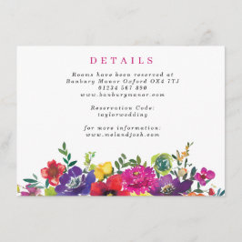 Cartão De Informações Detalhes de Casamento de Flores Coloridas e Festiv