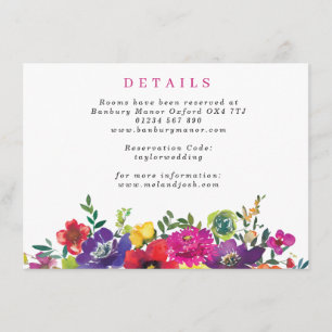 Cartão De Informações Detalhes de Casamento de Flores Coloridas e Festiv