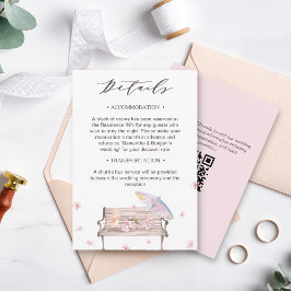 Cartão De Informações Detalhes de Casamento de Flores Elegantes da Prima