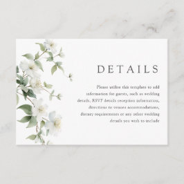 Cartão De Informações Detalhes de Casamento de Flores Silvestres Botânic