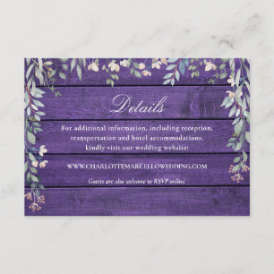 Cartão De Informações Detalhes de Casamento de Flores Silvestres de Made