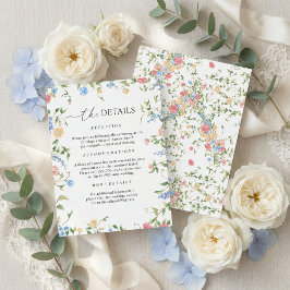 Cartão De Informações Detalhes de Casamento de Flores Silvestres Elegant