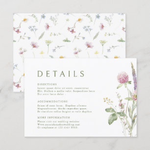 Cartão De Informações Detalhes de casamento de flores silvestres pastéis