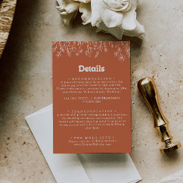 Cartão De Informações Detalhes de Casamento de Flores Silvestres Terraco