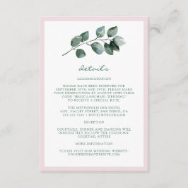 Cartão De Informações Detalhes de Casamento de Folhas Botânicas Simples