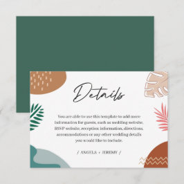 Cartão De Informações Detalhes de Casamento de Folhas Tropicais Modernas