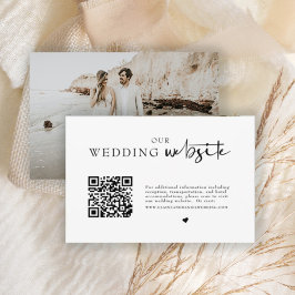 Cartão De Informações Detalhes de Casamento de Foto com Código QR Minima