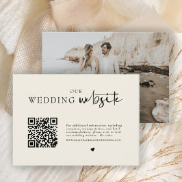 Cartão De Informações Detalhes de Casamento de Foto com Código QR Minima