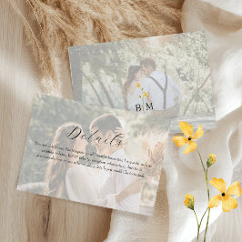 Cartão De Informações Detalhes de Casamento de Foto com Flor Silvestre