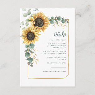 Cartão De Informações Detalhes de Casamento de Girassol em Aquarela
