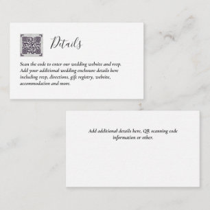 Cartão De Informações Detalhes de Casamento de Hotel RSVP RSVP de Código