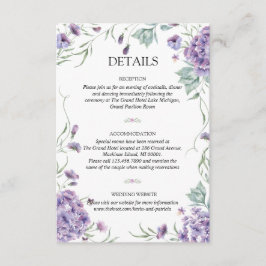 Cartão De Informações Detalhes de Casamento de Hydrangea Floral Watercol