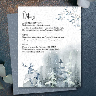 Cartão De Informações Detalhes de Casamento de Inverno com Floresta de N
