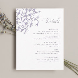 Cartão De Informações Detalhes de Casamento de Jardim Lavanda Clássico