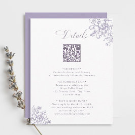Cartão De Informações Detalhes de Casamento de Jardim Lavanda Clássico