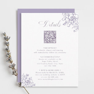 Cartão De Informações Detalhes de Casamento de Jardim Lavanda Clássico