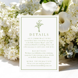Cartão De Informações Detalhes de Casamento de Lírio Calla Verde Oliva C