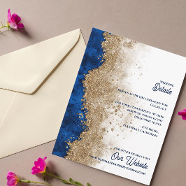 Cartão De Informações Detalhes de Casamento de Luxo Abstrato Azul Real D