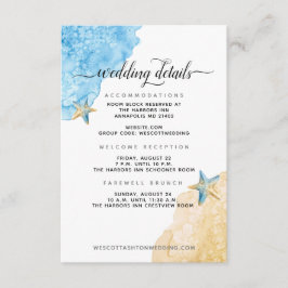 Cartão De Informações Detalhes de Casamento de Mar Costeiro e Praia de A