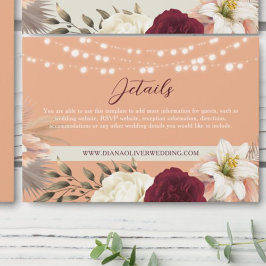 Cartão De Informações Detalhes de Casamento de Outono Floral em Aquarela