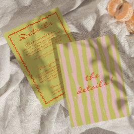 Cartão De Informações Detalhes De Casamento De Pinstripes Escritas Color