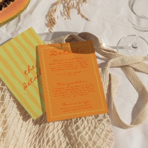 Cartão De Informações Detalhes De Casamento De Pinstripes Escritas Color