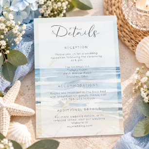 Cartão De Informações Detalhes de Casamento de Praia com Aquarela Modern