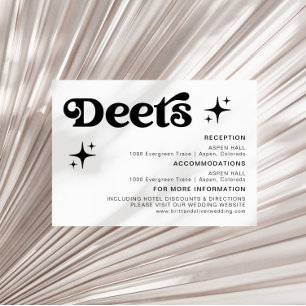 Cartão De Informações Detalhes De Casamento De Preto E Branco Modernos