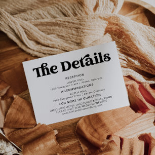 Cartão De Informações Detalhes De Casamento De Preto E Branco Modernos