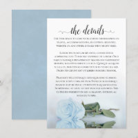 Detalhes de casamento de rosa azul em pó elegante