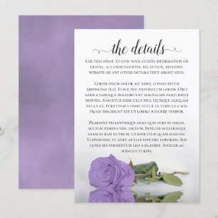 Cartão De Informações Detalhes de Casamento de Rosa Roxa Lavanda Elegant