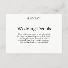 Cartão De Informações Detalhes de casamento de roteiro moderno simples e