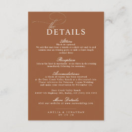 Cartão De Informações Detalhes de Casamento de Script Minimalista Modern