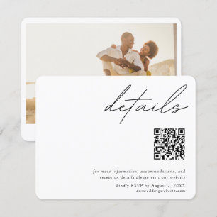 Cartão De Informações Detalhes de Casamento de Script Minimalista RSVP d