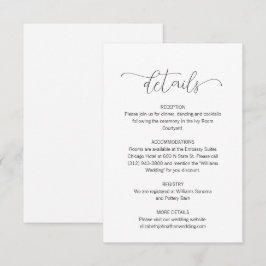 Cartão De Informações Detalhes de Casamento de Script Mínimo Simples