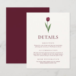 Cartão De Informações Detalhes de Casamento de Tulipa Minimalista de Mar