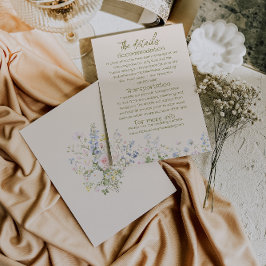 Cartão De Informações Detalhes de Casamento de Verão Floral Desenhados à