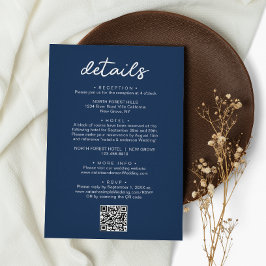 Cartão De Informações Detalhes de Casamento do Código QR Azul do Marinho