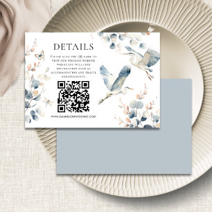 Cartão De Informações Detalhes de Casamento do Código QR do Heron Azul M