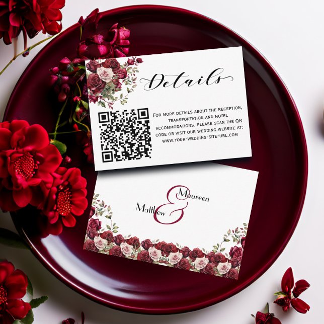 Cartão De Informações Detalhes de Casamento do Código QR do Script Flora (Criador carregado)