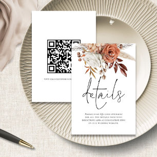 Cartão De Informações Detalhes de Casamento do Código QR do Script Flora
