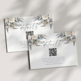 Cartão De Informações Detalhes de Casamento do Código QR Floral do Boho 