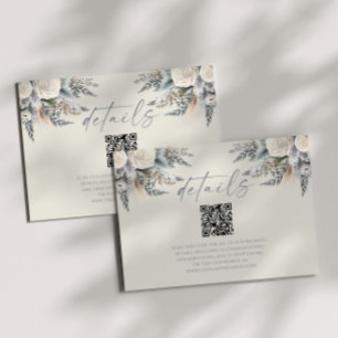 Cartão De Informações Detalhes de Casamento do Código QR Floral do Boho