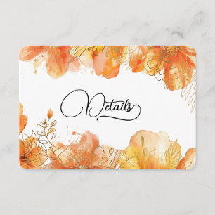 Cartão De Informações Detalhes de Casamento do Código QR Floral Dourado 