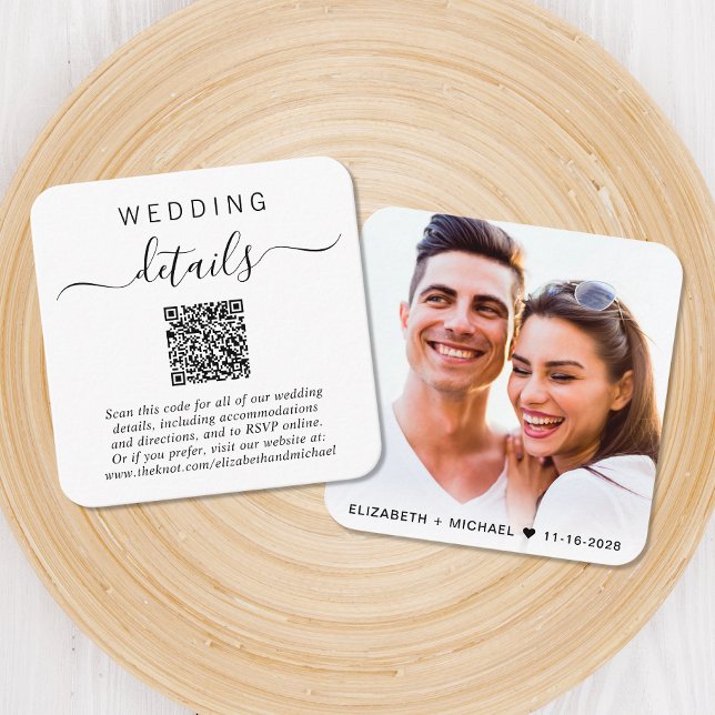 Cartão De Informações Detalhes de Casamento do Código QR Moderno (Our user-friendly template will generate your QR code automatically from your website address)