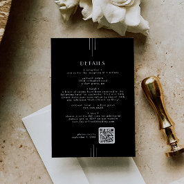 Cartão De Informações Detalhes de Casamento do Código QR Preto da Deco d